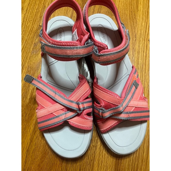 Lands' End Shoes - Lands End Womens Sport Sandals Coral Pink Grey Straps Size 10B NEW